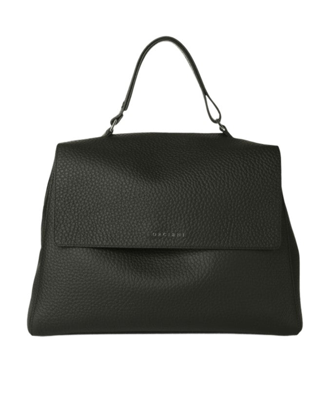 Orciani Structured Black Handbag With Textured Leather