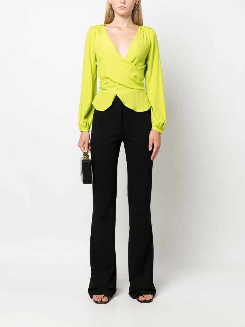 Pinko High-Waisted Black Crepe Trousers With Concealed Fastening