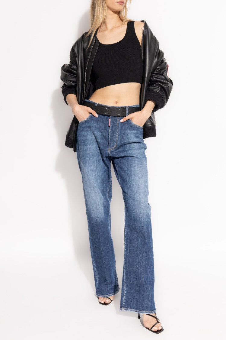 Dsquared2 Timeless Black Leather Bomber Jacket