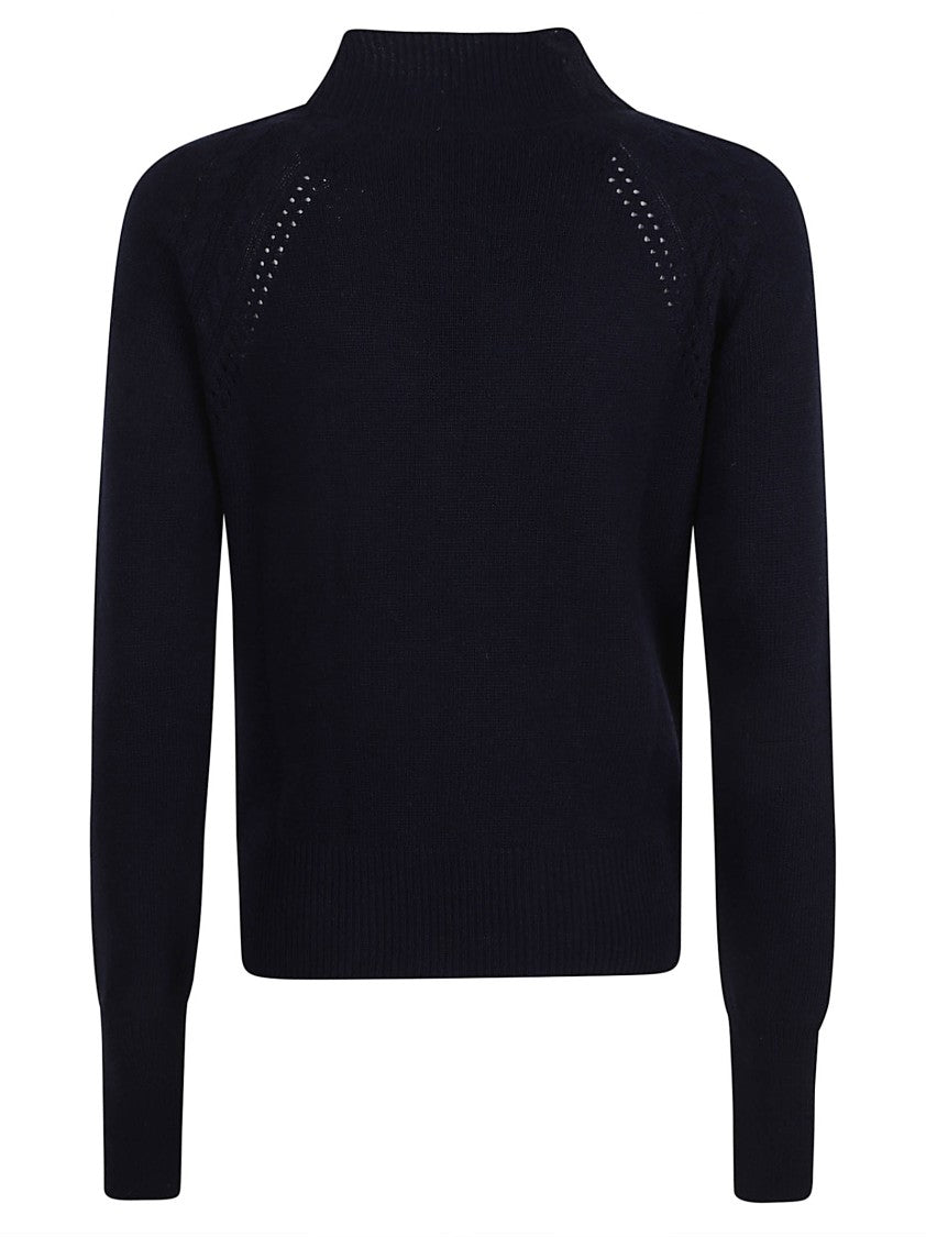 Ermanno Scervino Cable Knit Sweater With Floral Lace Detailing