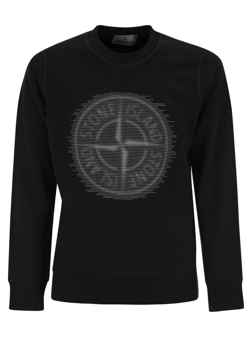 Stone Island Crew-Neck Sweatshirt With Optical Three