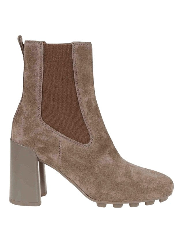 Hogan Tapered Brown Suede Ankle Boots
