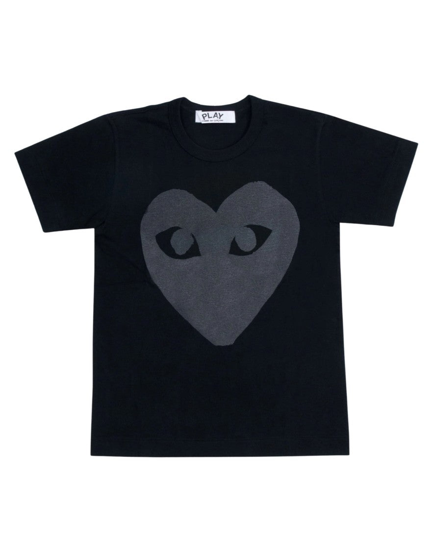 Cdg Play Matte Heart Graphic Black T-Shirt