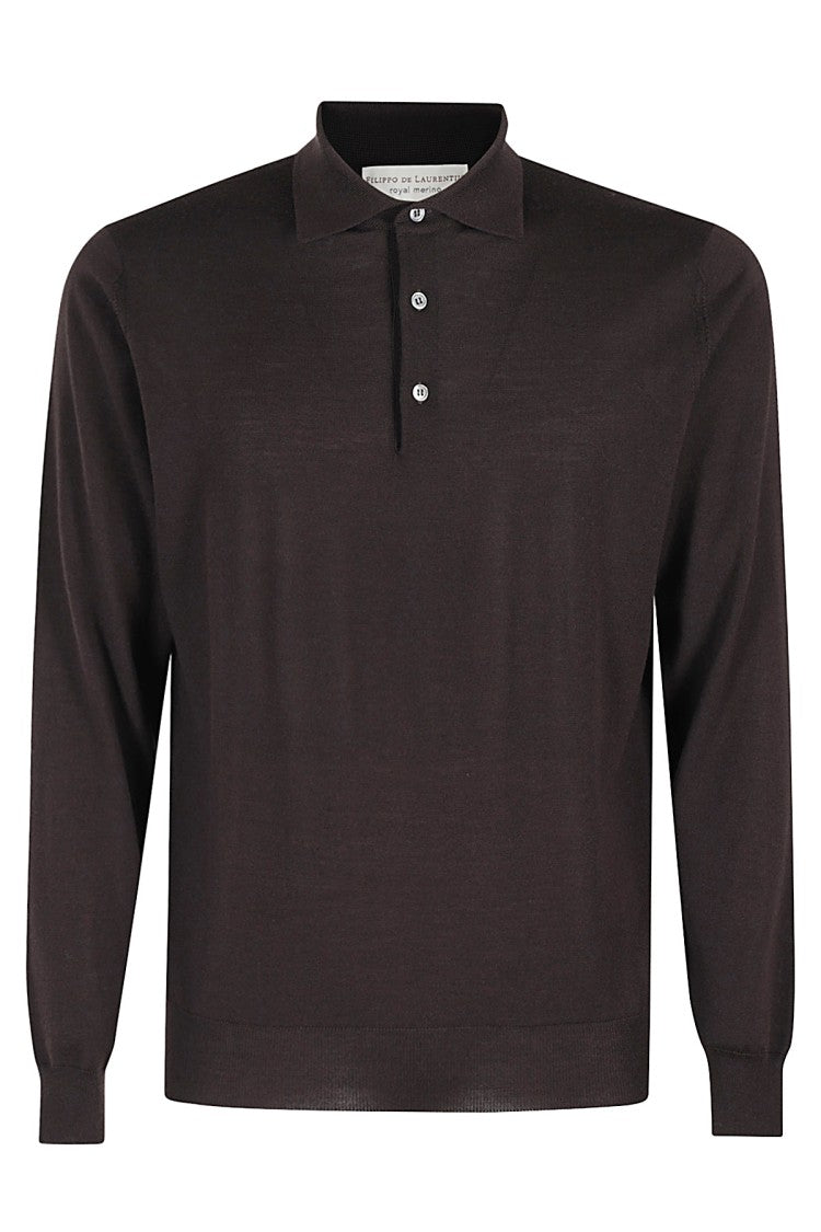 Filippo De Laurentis Fitted Long-Sleeved Polo In Superfine Merino Wool