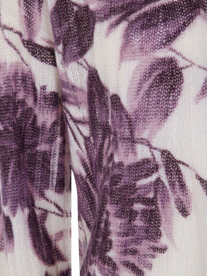 Twin-Set Cropped Sweater With Floral Pattern And Textured Finish