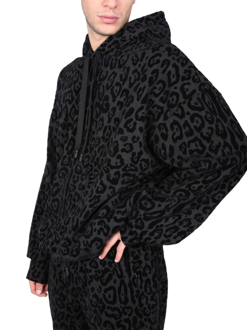 Dolce & Gabbana Leopard Print Hoodie With Adjustable Drawstring