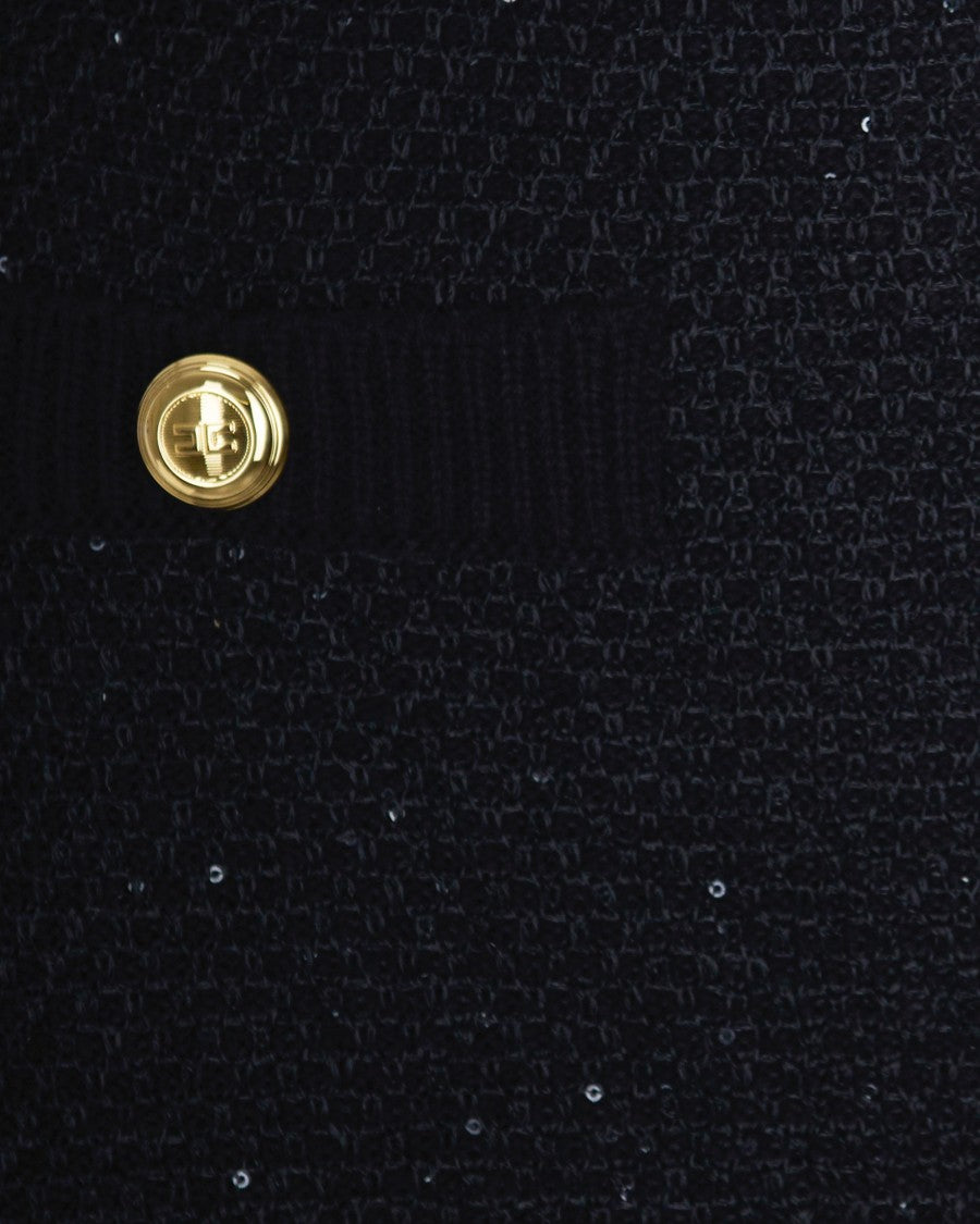 Elisabetta Franchi Black Sequined Knit Skirt