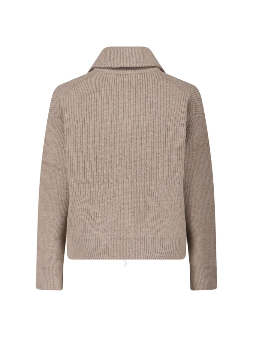 Studio Nicholson Classic Beige Knit Sweater With Ribbed Cuffs And Hem