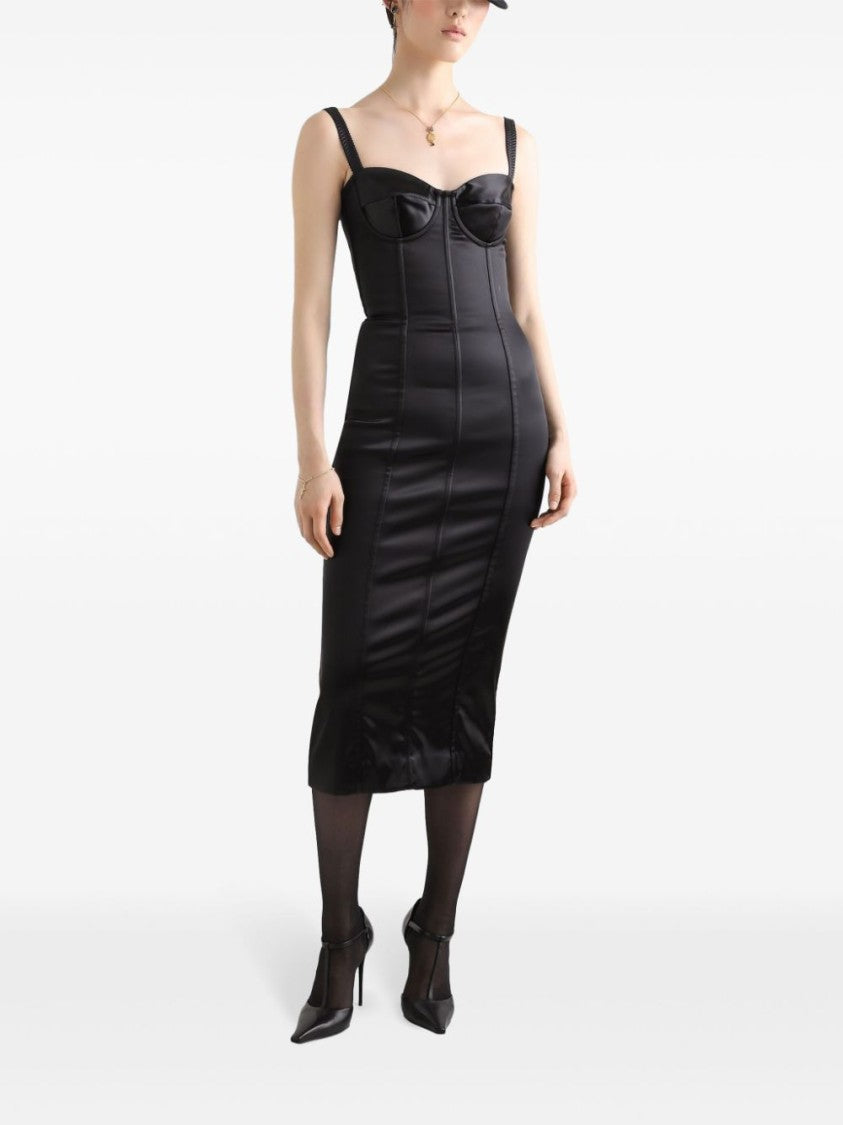 Dolce & Gabbana Fitted Black Dress With Sweetheart Neckline And Structured Bodice