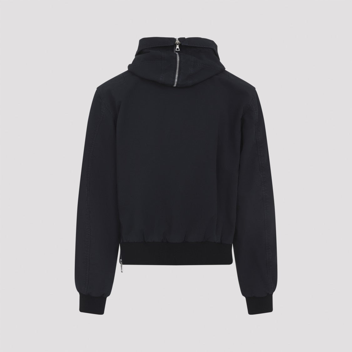 Dries Van Noten Front Zipper Black Hooded Jacket