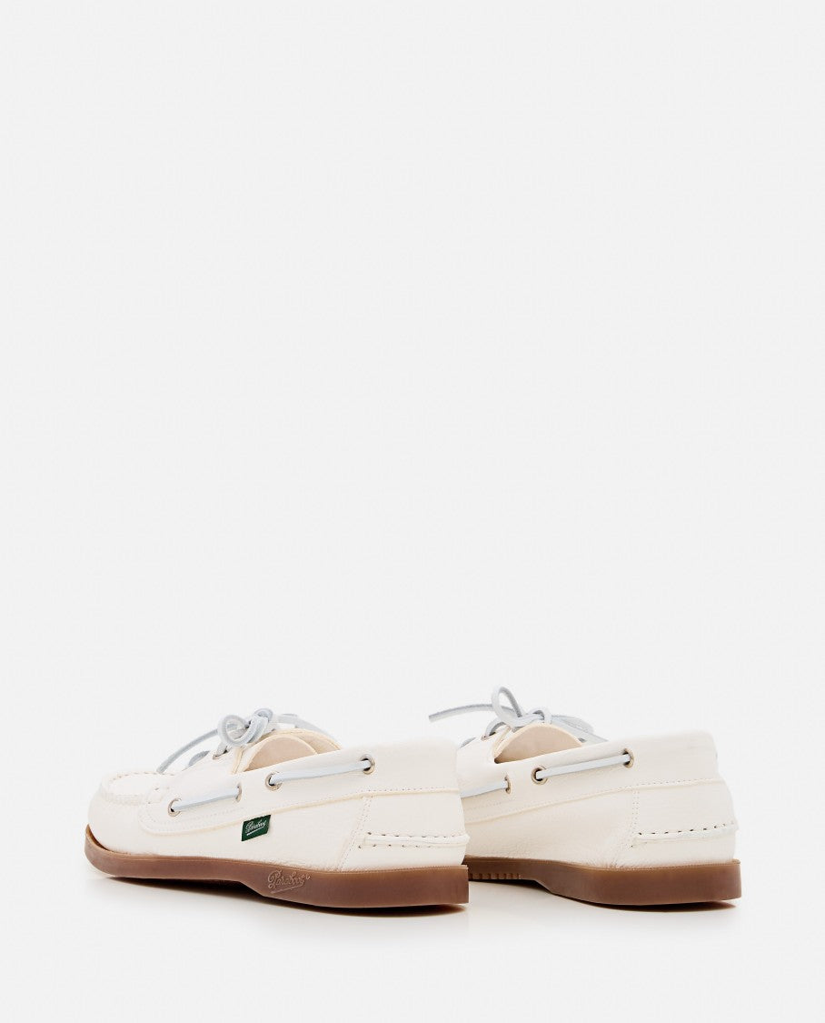 Paraboot Barth White Leather Loafers With Durable Rubber Sole