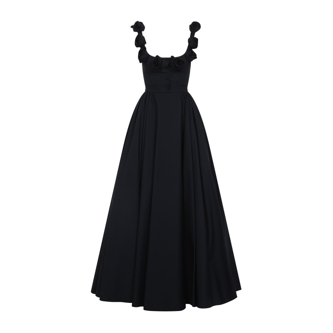 Giambattista Valli Fitted Cotton Dress With Floral Strap Accents