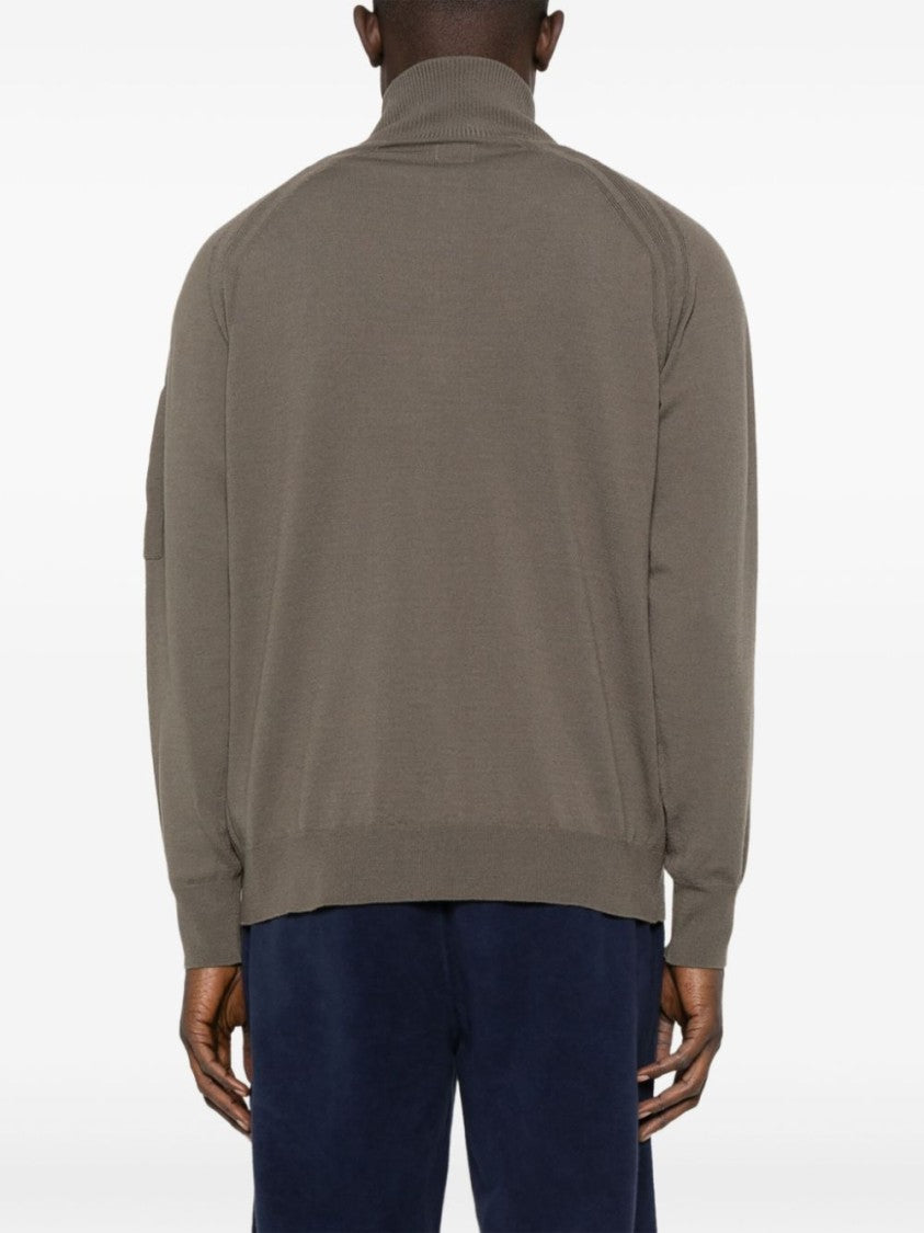 C.P. Company Lens-Detailed Olive Green Sweater