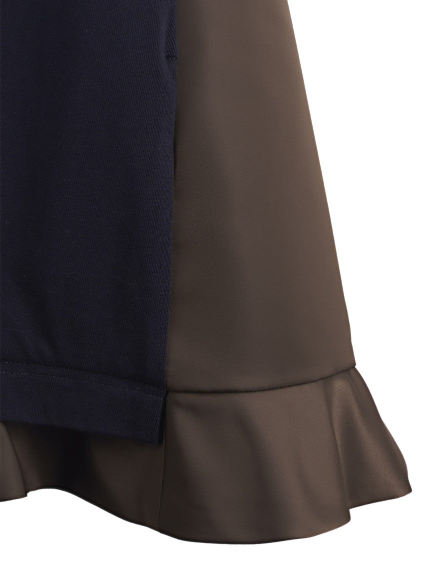 Sacai Textured Nylon Twill And Cotton Jersey Dress