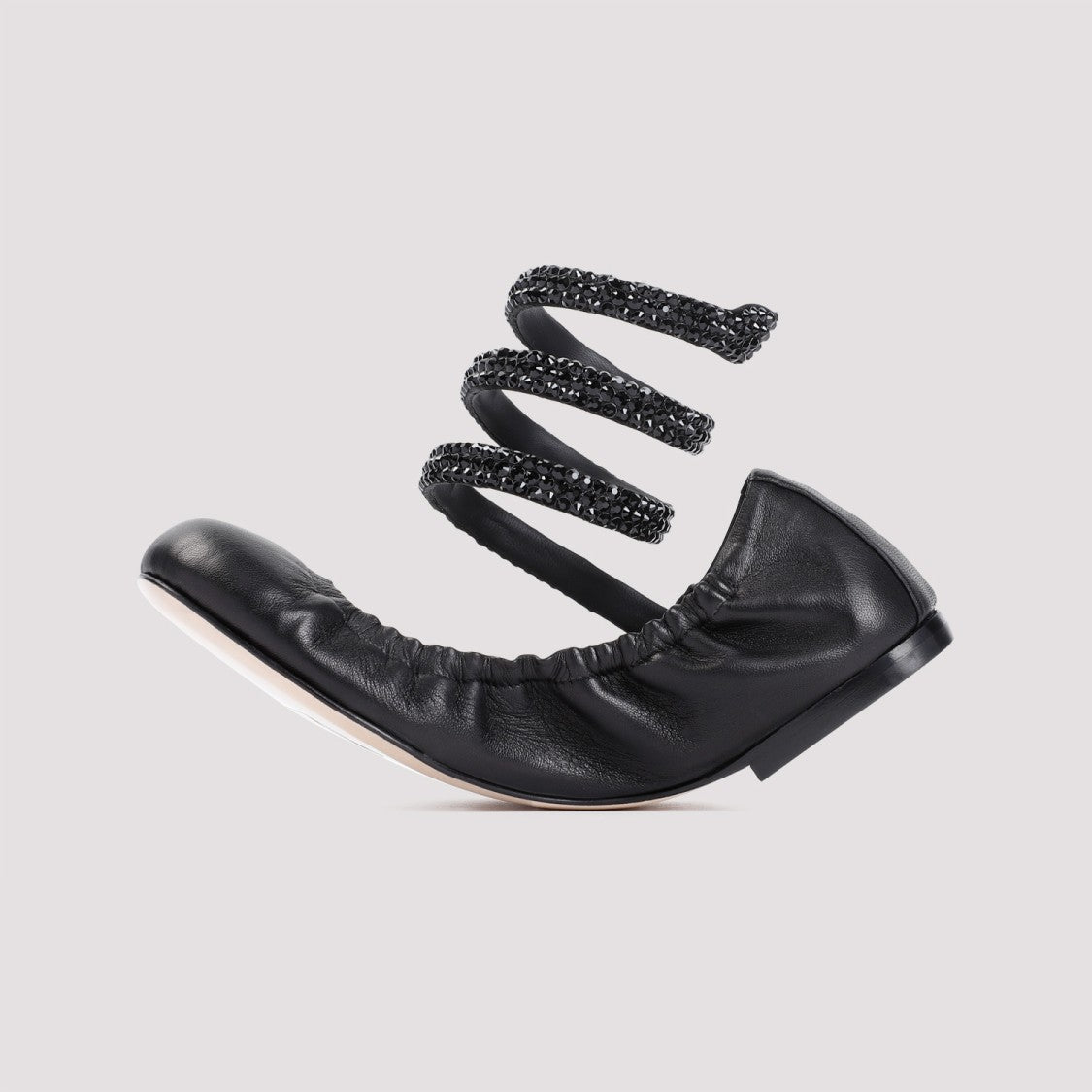René Caovilla Black Lamb Leather Ballerinas