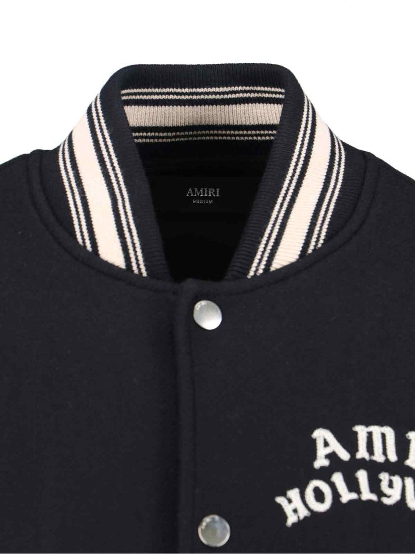 Amiri Varsity Jacket With White Contrasting Sleeves And Embroidered Detailing