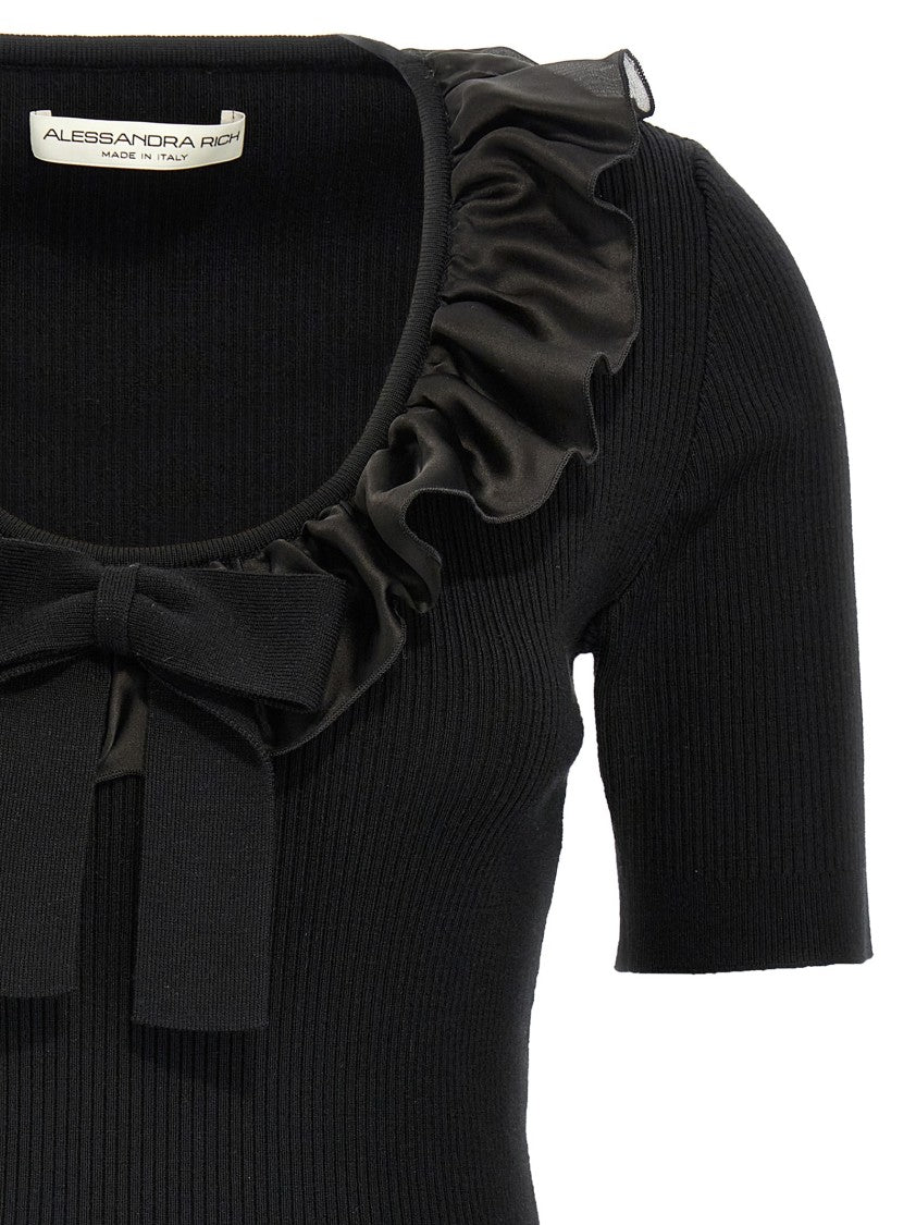 Alessandra Rich Ruffled Round Neck T-Shirt