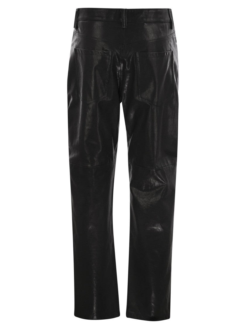 Brunello Cucinelli Wide Five-Pocket Trousers In Smooth Nappa Leather