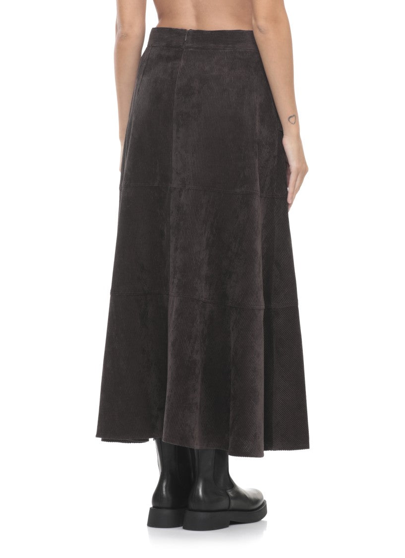 D. Exterior Brown Corduroy Skirt