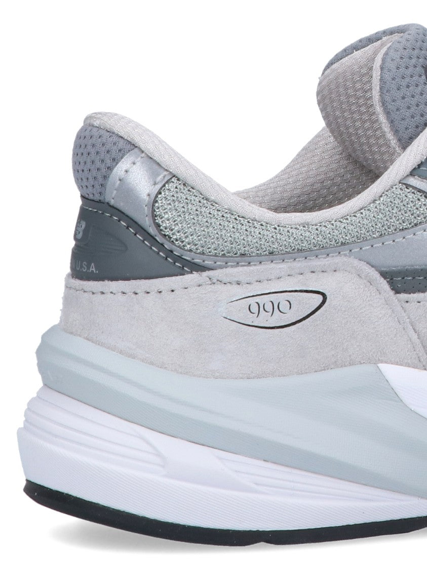 New Balance Tonal Grey Leather And Mesh Sneakers