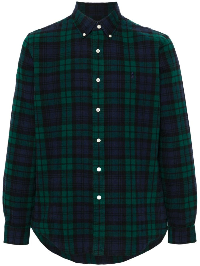 Polo Ralph Lauren Midnight Blue/Forest Green Brushed Cotton Plaid Shirt