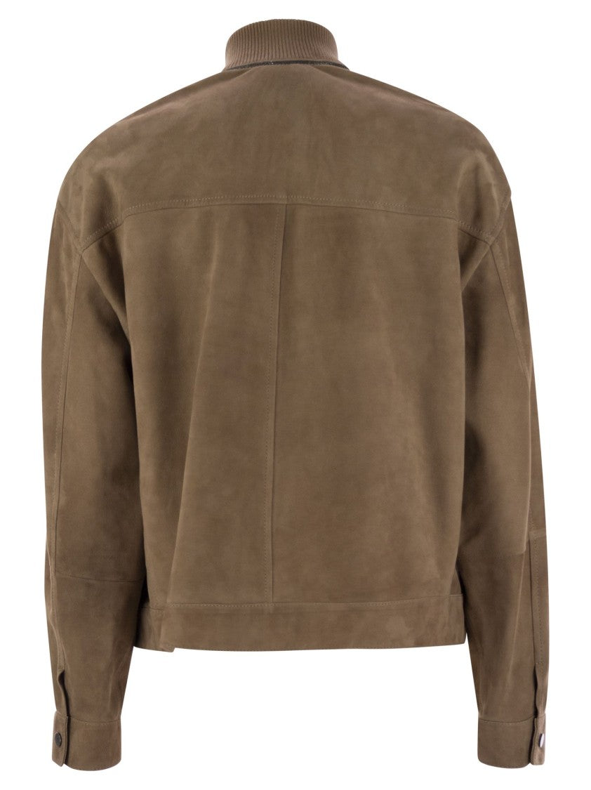 Brunello Cucinelli Couture Suede Outerwear With Jewellery