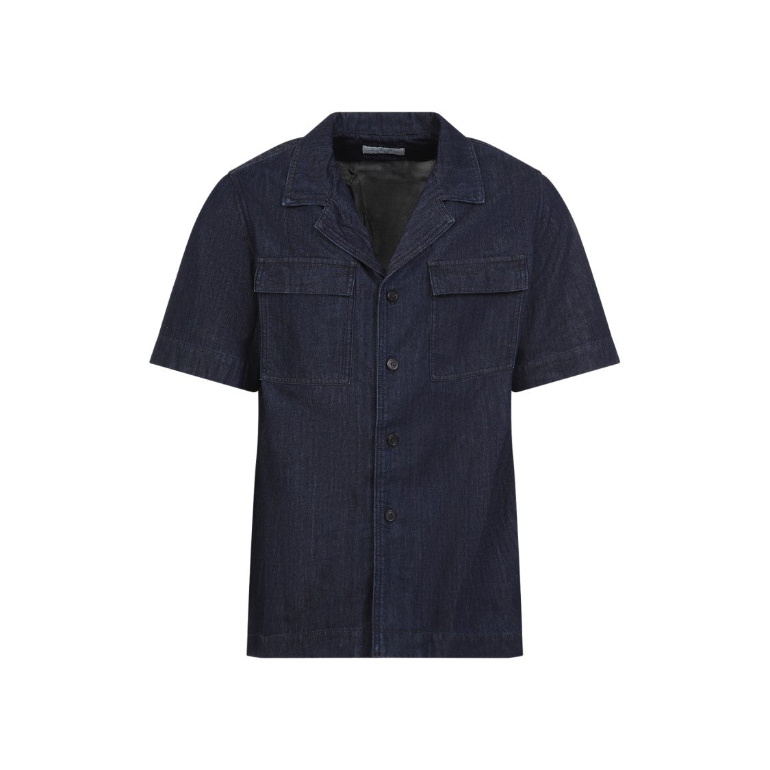 Dries Van Noten Short-Sleeved Blue Shirt With Classic Collar
