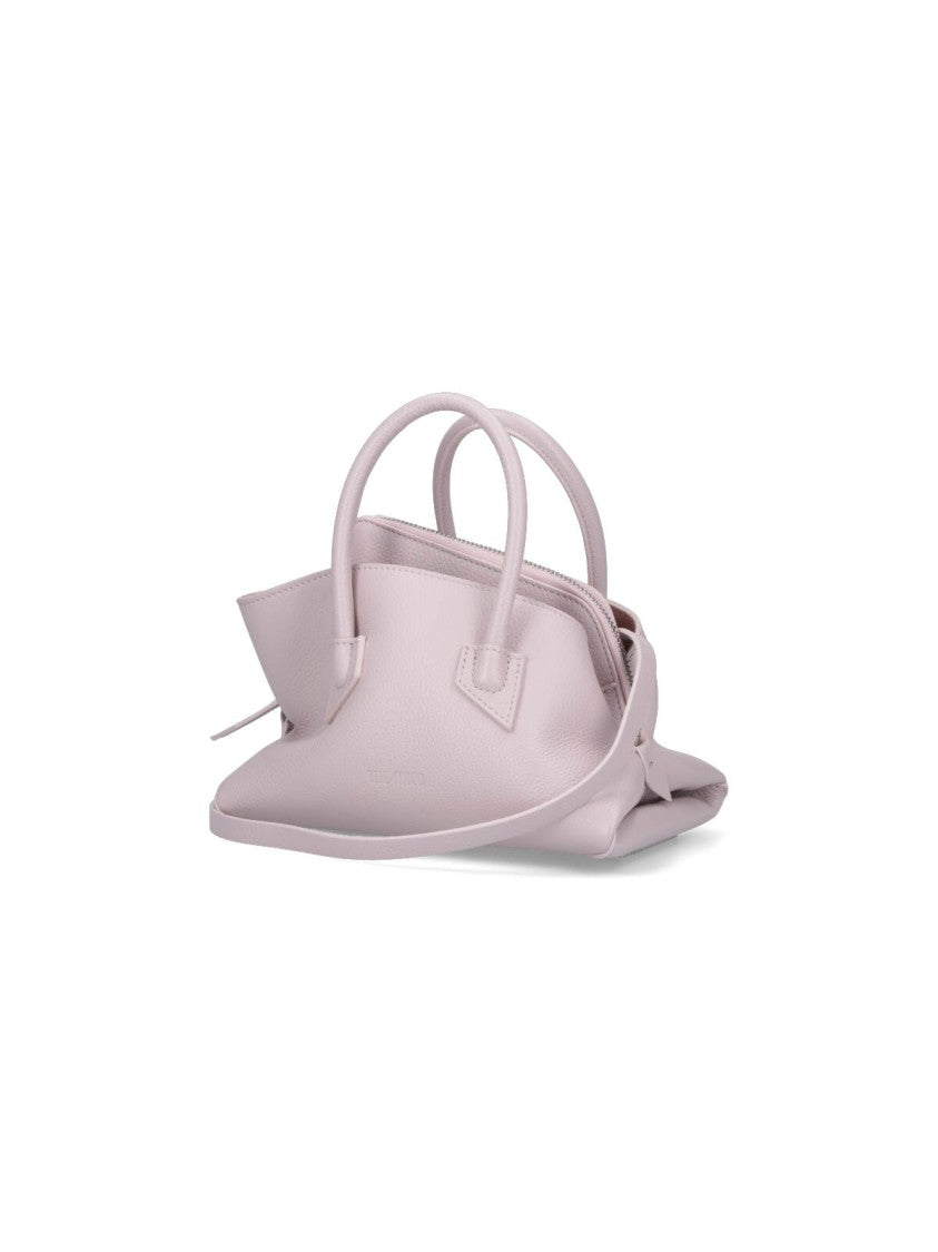 The Attico Mini Handbag In Pink Hammered Calf Leather