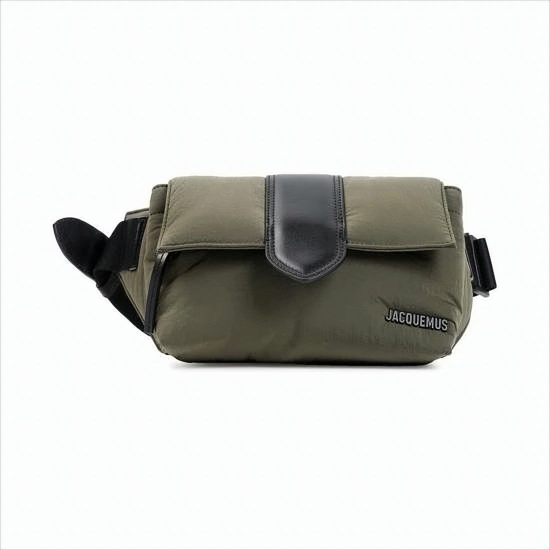 Jacquemus Structured Green Polyamide Belt Bag With Leather Accents