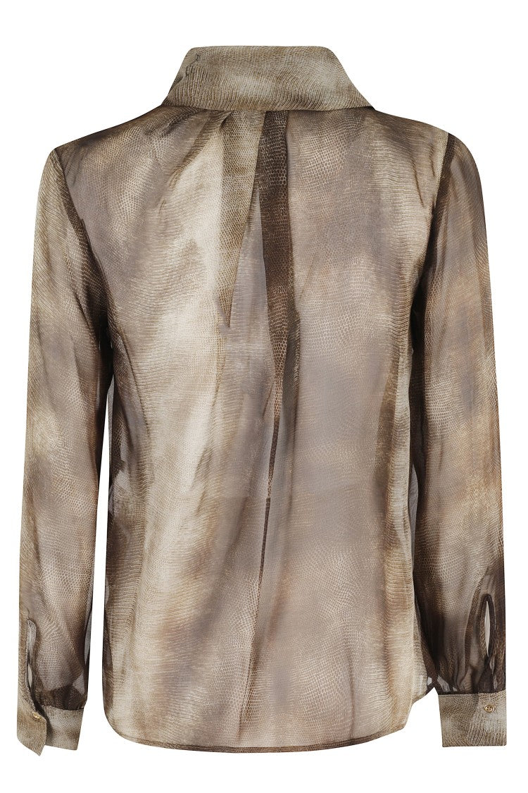 Elisabetta Franchi Sheer Silk Blouse With Integrated Scarf