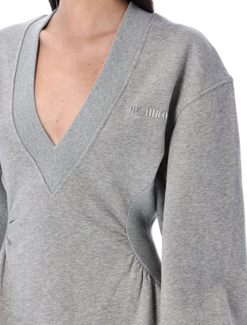 The Attico Fleece Mini Dress V Neck