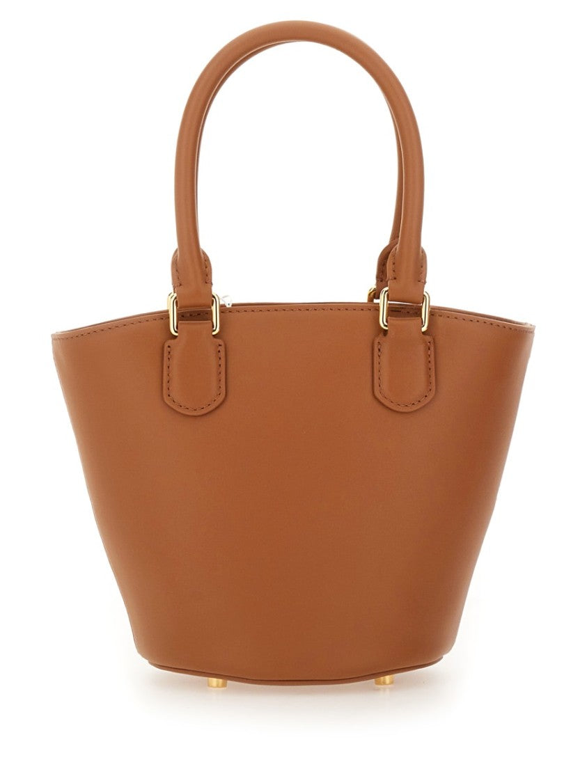 Self-Portrait Structured Brown Cow Leather Tote Bag