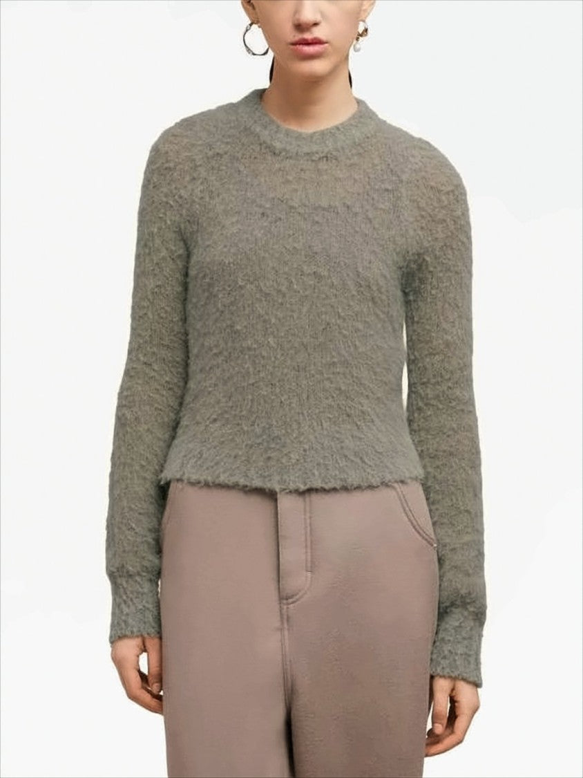Ami Cropped Sweater With Fuzzy Texture