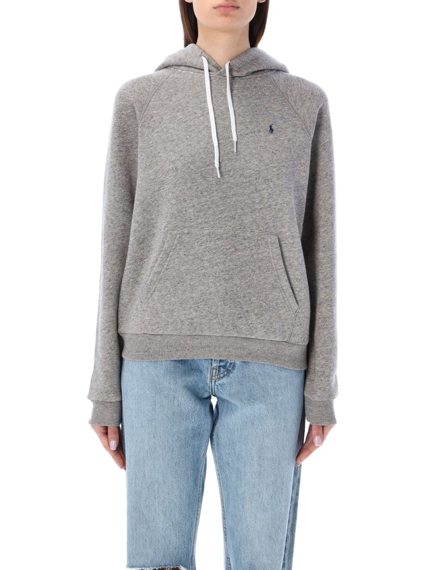 Polo Ralph Lauren Heather Grey Fleece Hoodie With Drawstring