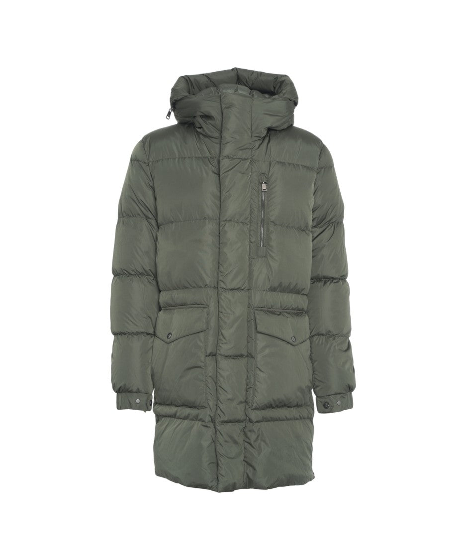 Add Long Quilted Down Jacket With Drawstring Hood
