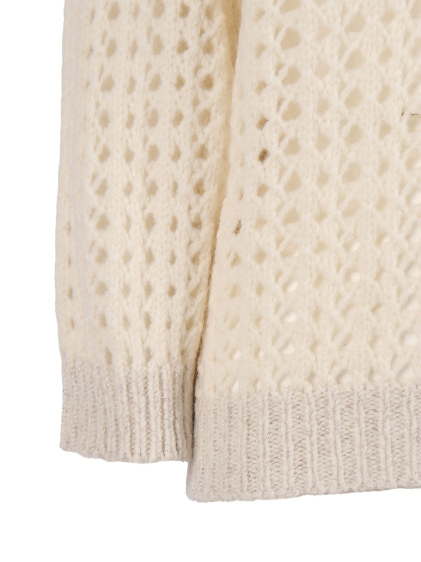 Peserico V-Neck Knitted Sweater With Three-Quarter Sleeves