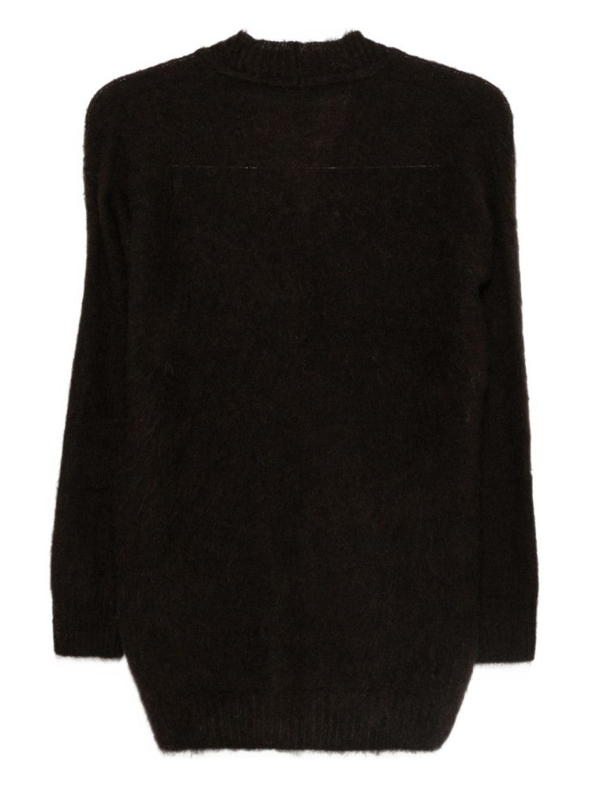 Dexterior Button-Up Gray Knit Sweater With V-Neckline