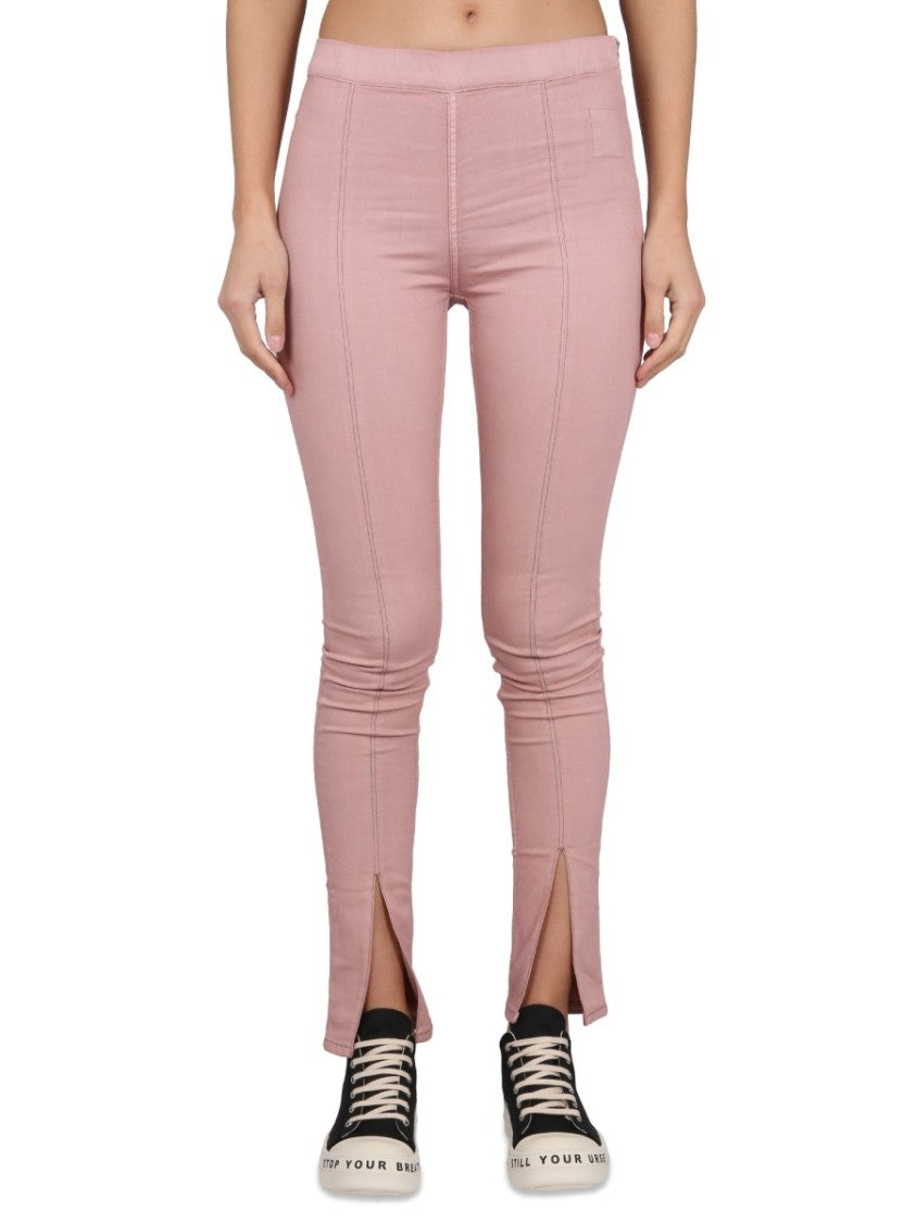 Drkshdw By Rick Owens Denim Leggings With Elastic Waistband And Stylish Slits