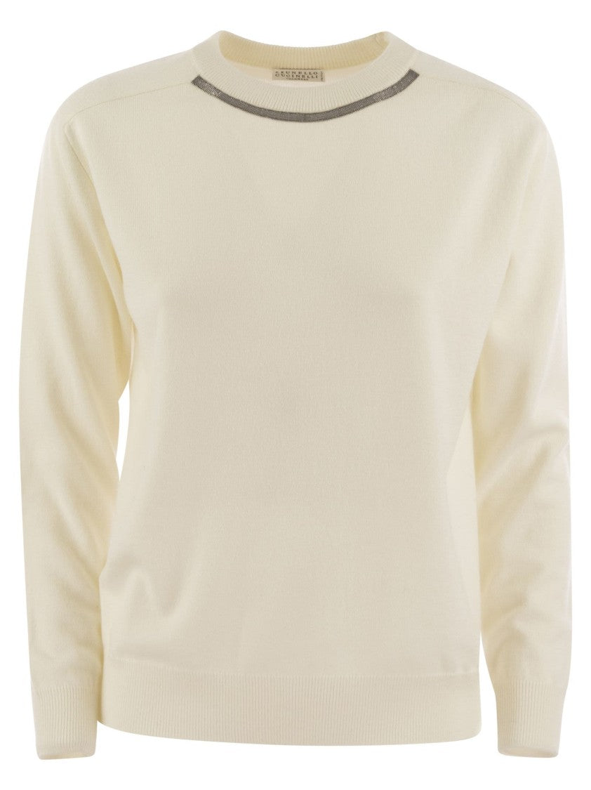 Brunello Cucinelli Cashmere Sweater With Neck Jewel