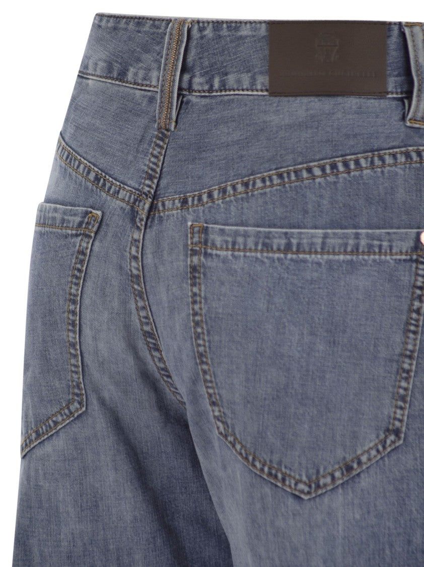 Brunello Cucinelli Contemporary Loose Trousers In Lightweight Denim