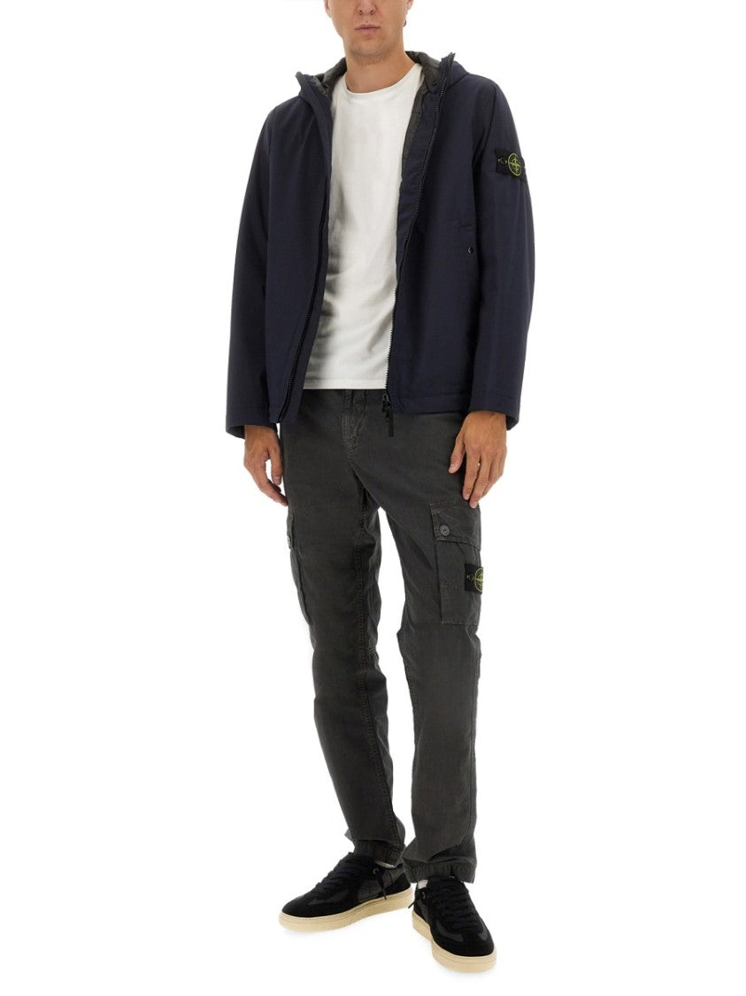 Stone Island Contemporary Hooded Jacket With Distinctive Logo Patch