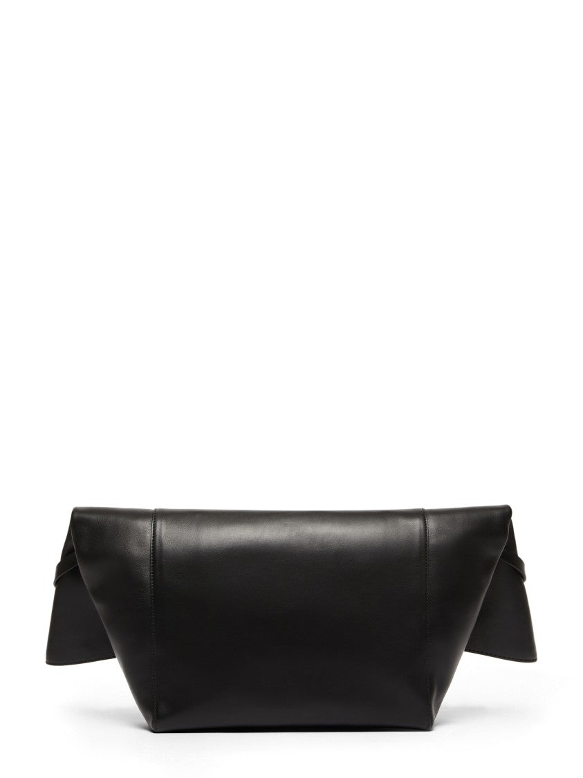 Max Mara Structured Black Leather Bag With Detachable Strap