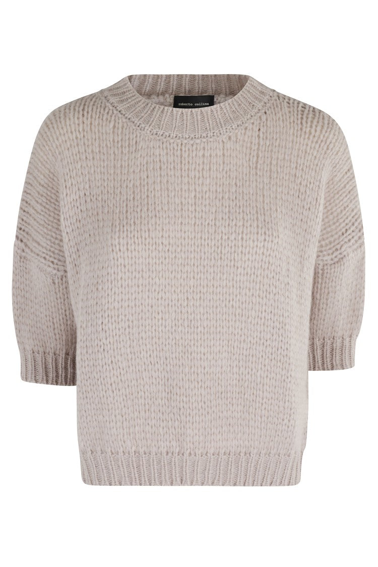 Roberto Collina Three-Quarter Sleeve Textured Knit Sweater