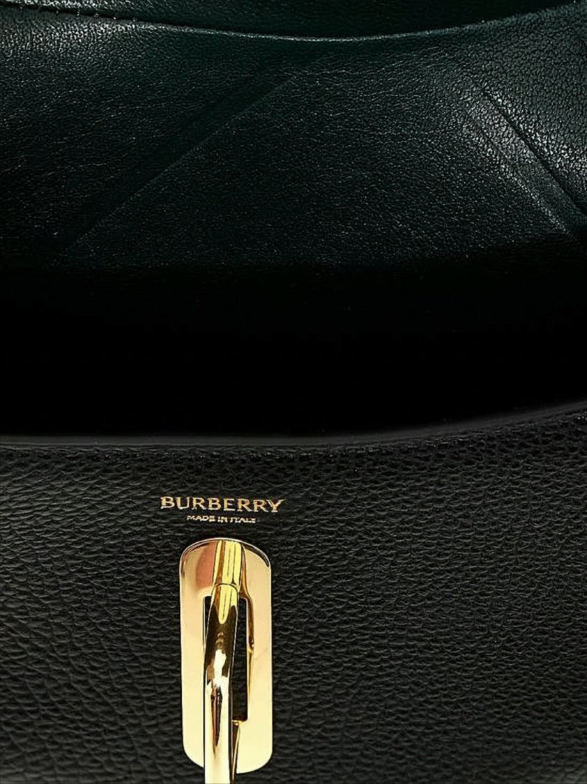 Burberry Crescent-Shaped Black Leather Shoulder Bag