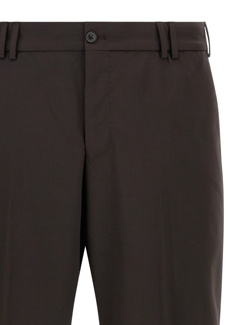 Pt Torino B-Stretch Wool Pants With Front Button Closure