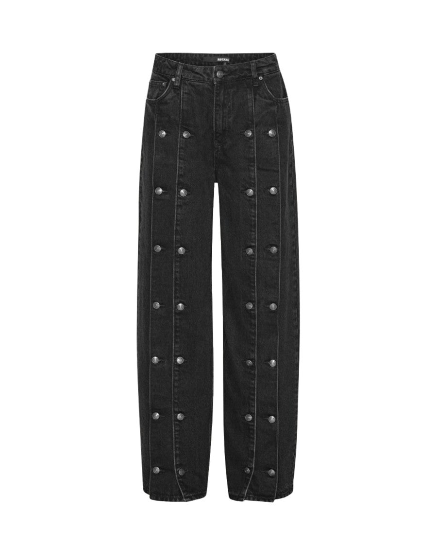 Rotate Black Denim Button-Down Jeans