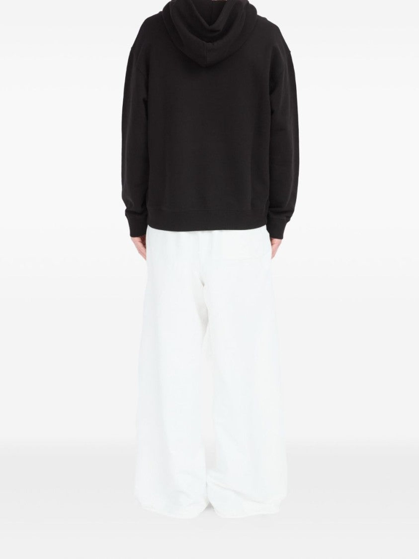 Mm6 By Maison Margiela Black Hoodie Sweatshirt With Adjustable Drawstring