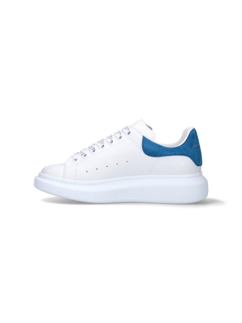 Alexander Mcqueen Rounded Toe White Calf Leather Platform Sneakers