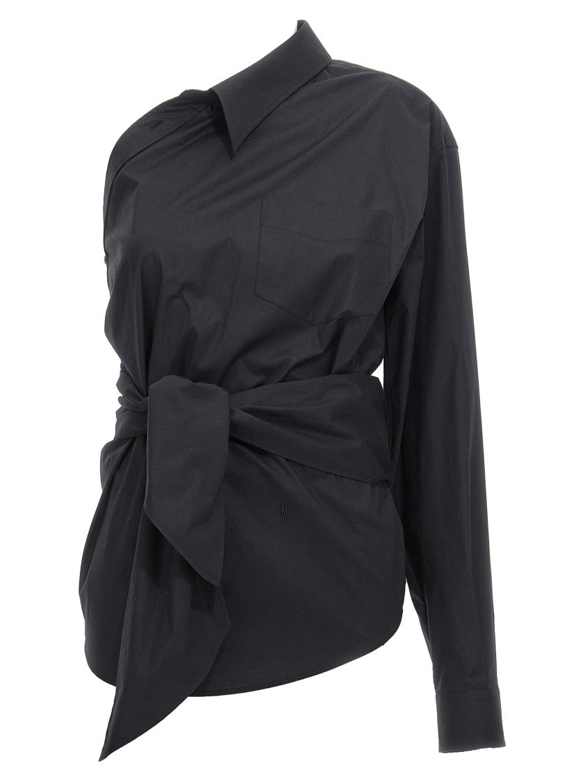 Moschino Asymmetric One-Shoulder Shirt With Tailored Sash Detail
