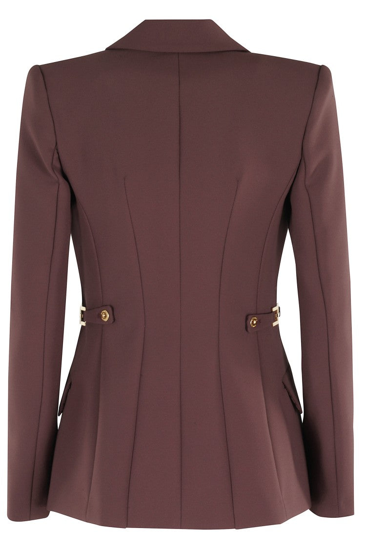 Elisabetta Franchi Single-Breasted Tailored Blazer With Gold-Tone Accents